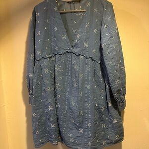 Zara Blue Embroidered Dress